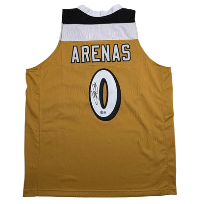 Autographed/Signed Gilbert Arenas Washington Gold Basketball Jersey Beckett BAS COA