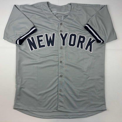 Facsimile Autographed Aaron Judge New York Grey Reprint Laser Auto Baseball Jersey Size Men's XL