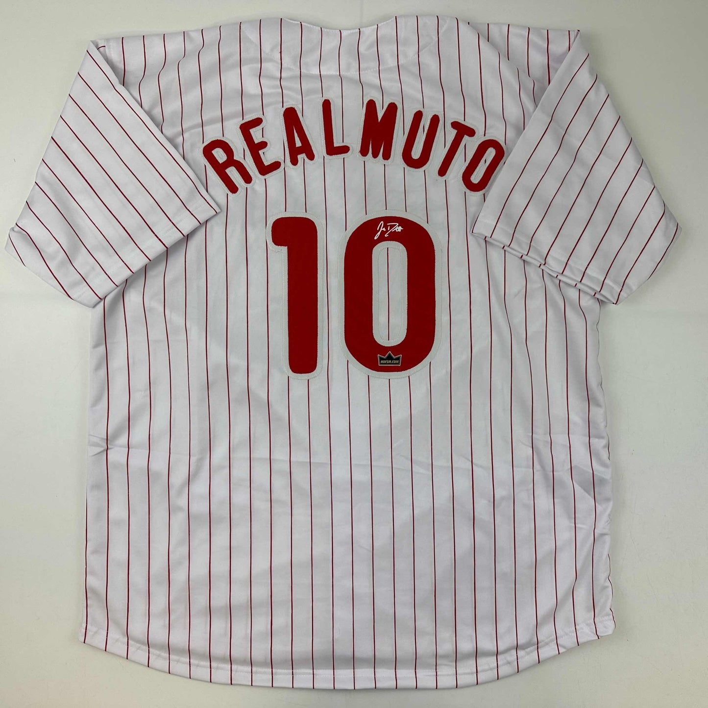 Facsimile Autographed JT J.T. Realmuto Philadelphia Pinstripe Reprint Laser Auto Baseball Jersey Size Men's XL