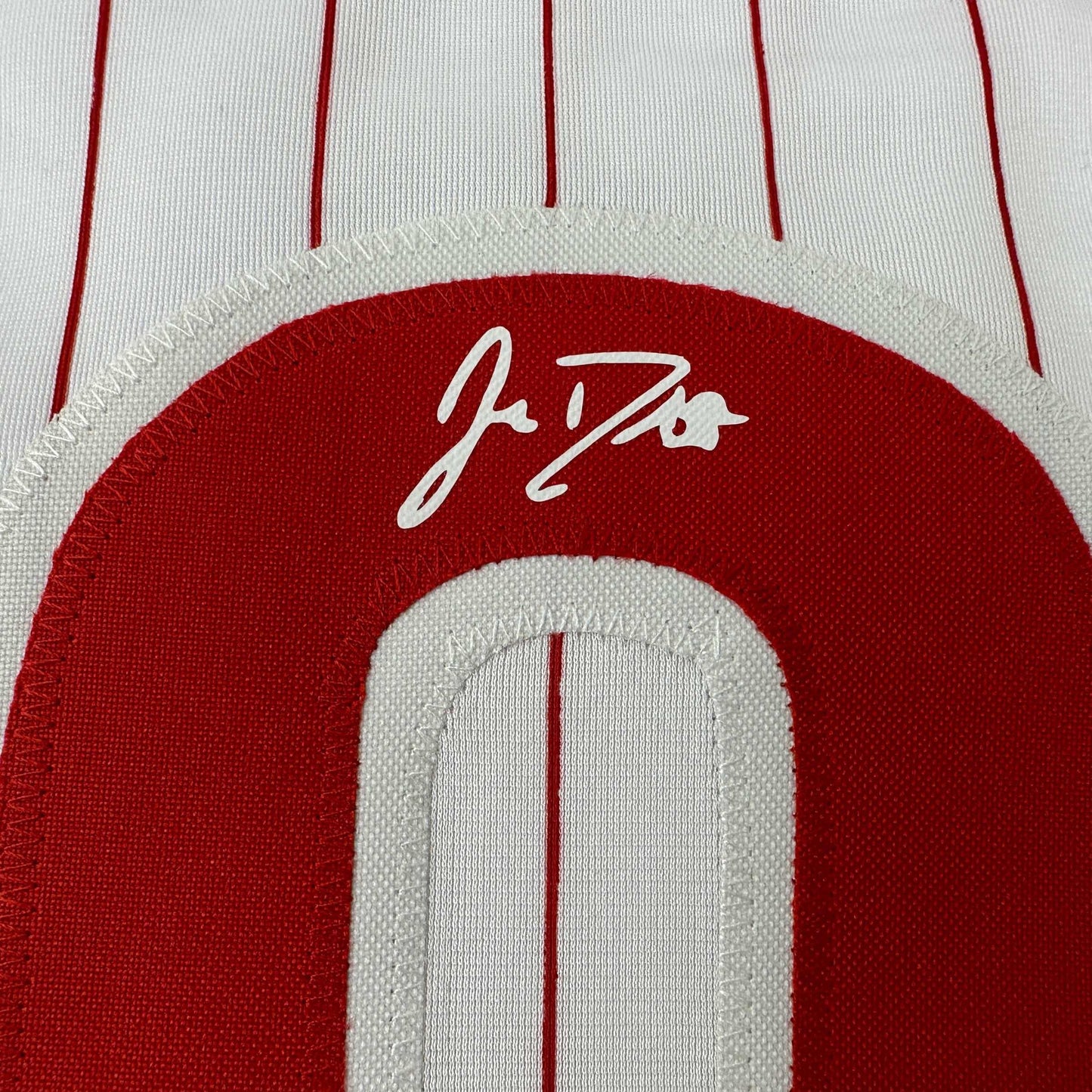 Facsimile Autographed JT J.T. Realmuto Philadelphia Pinstripe Reprint Laser Auto Baseball Jersey Size Men's XL