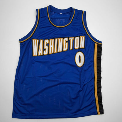Autographed/Signed Gilbert Arenas Washington Blue Basketball Jersey Beckett BAS COA
