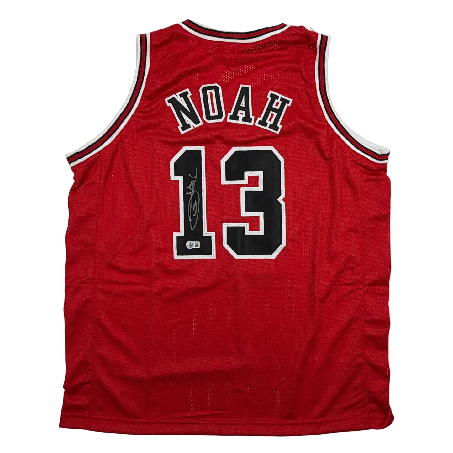 Autographed/Signed Joakim Noah Chicago Red Basketball Jersey Beckett BAS COA