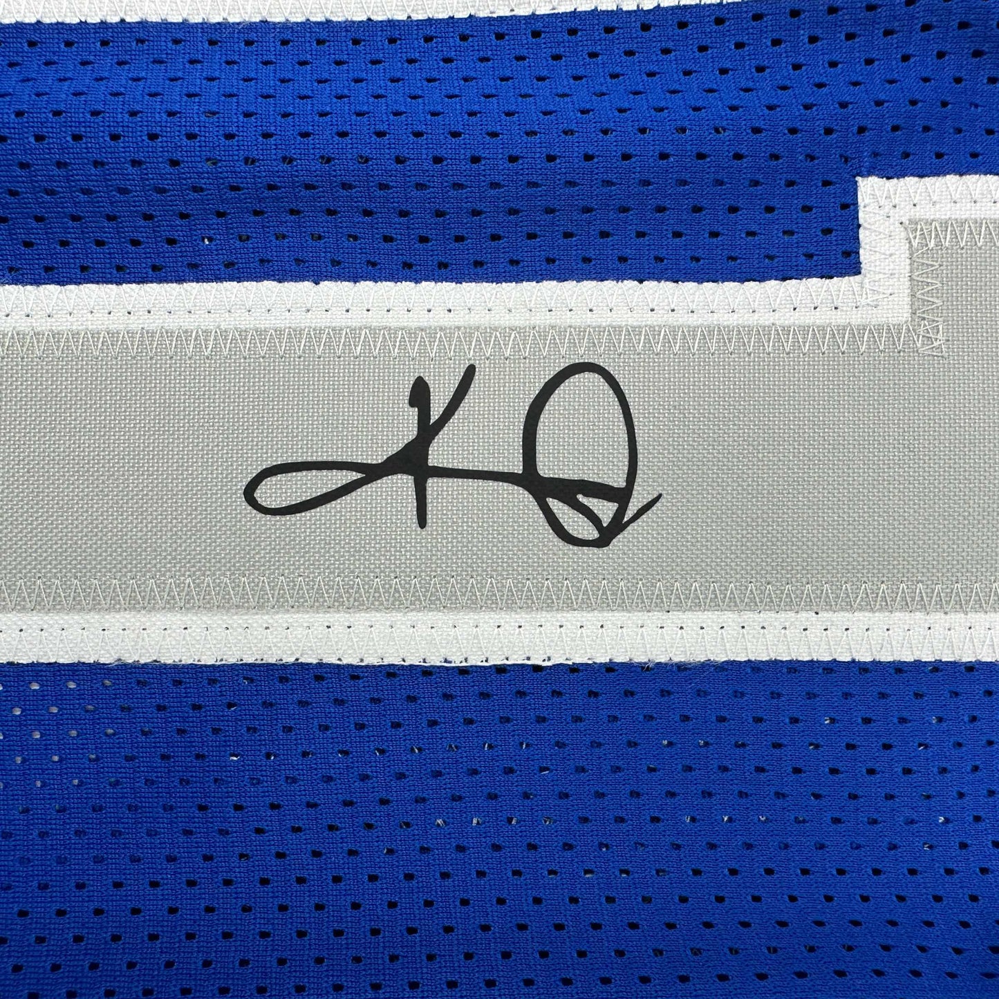 Facsimile Autographed Kyrie Irving Dallas Blue Reprint Laser Auto Basketball Jersey Size Men's XL