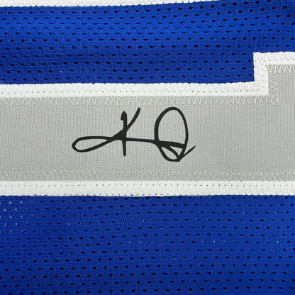 Facsimile Autographed Kyrie Irving Dallas Blue Reprint Laser Auto Basketball Jersey Size Men's XL
