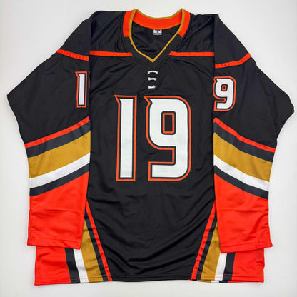 Autographed/Signed Troy Terry Anaheim Black Hockey Jersey Beckett BAS COA