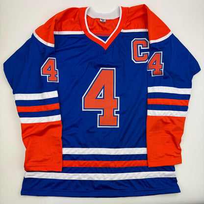 Autographed/Signed Kevin Lowe "HOF 2020" Edmonton Blue Hockey Jersey Beckett BAS COA