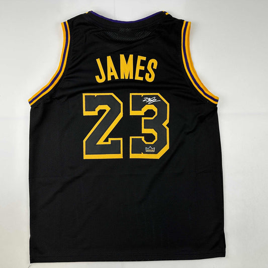 Facsimile Autographed LeBron James #23 Los Angeles LA Black Mamba Reprint Laser Auto Basketball Jersey Size Men's XL