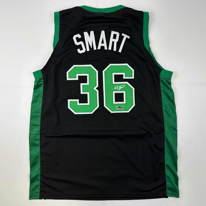 Facsimile Autographed Marcus Smart Boston Black Reprint Laser Auto Basketball Jersey Size Men's XL