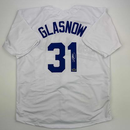 Facsimile Autographed Tyler Glasnow Los Angeles LA White Reprint Laser Auto Baseball Jersey Size Men's XL