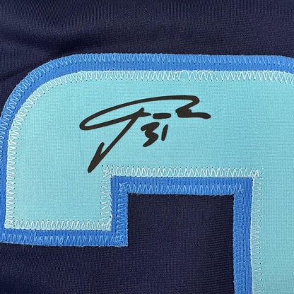 Facsimile Autographed Philipp Grubauer Seattle Blue Reprint Laser Auto Hockey Jersey Size Men's XL