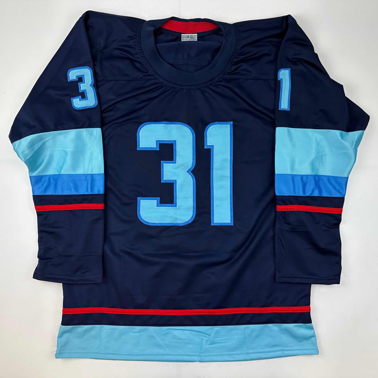 Facsimile Autographed Philipp Grubauer Seattle Blue Reprint Laser Auto Hockey Jersey Size Men's XL