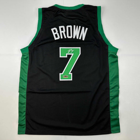 Facsimile Autographed Jaylen Brown Boston Black Reprint Laser Auto Basketball Jersey Size Men's XL