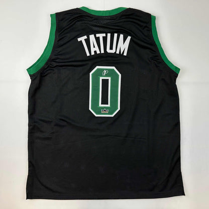Facsimile Autographed Jayson Tatum Boston Black Reprint Laser Auto Basketball Jersey Size Men's XL