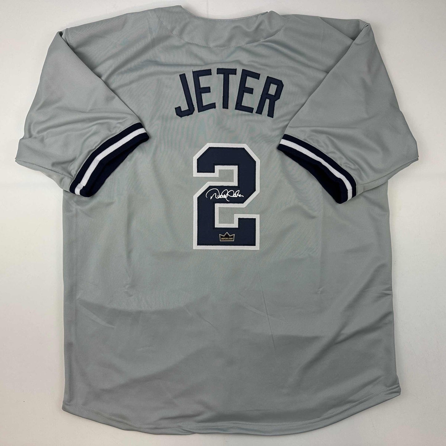 Facsimile Autographed Derek Jeter New York Grey Reprint Laser Auto Baseball Jersey Size Men's XL