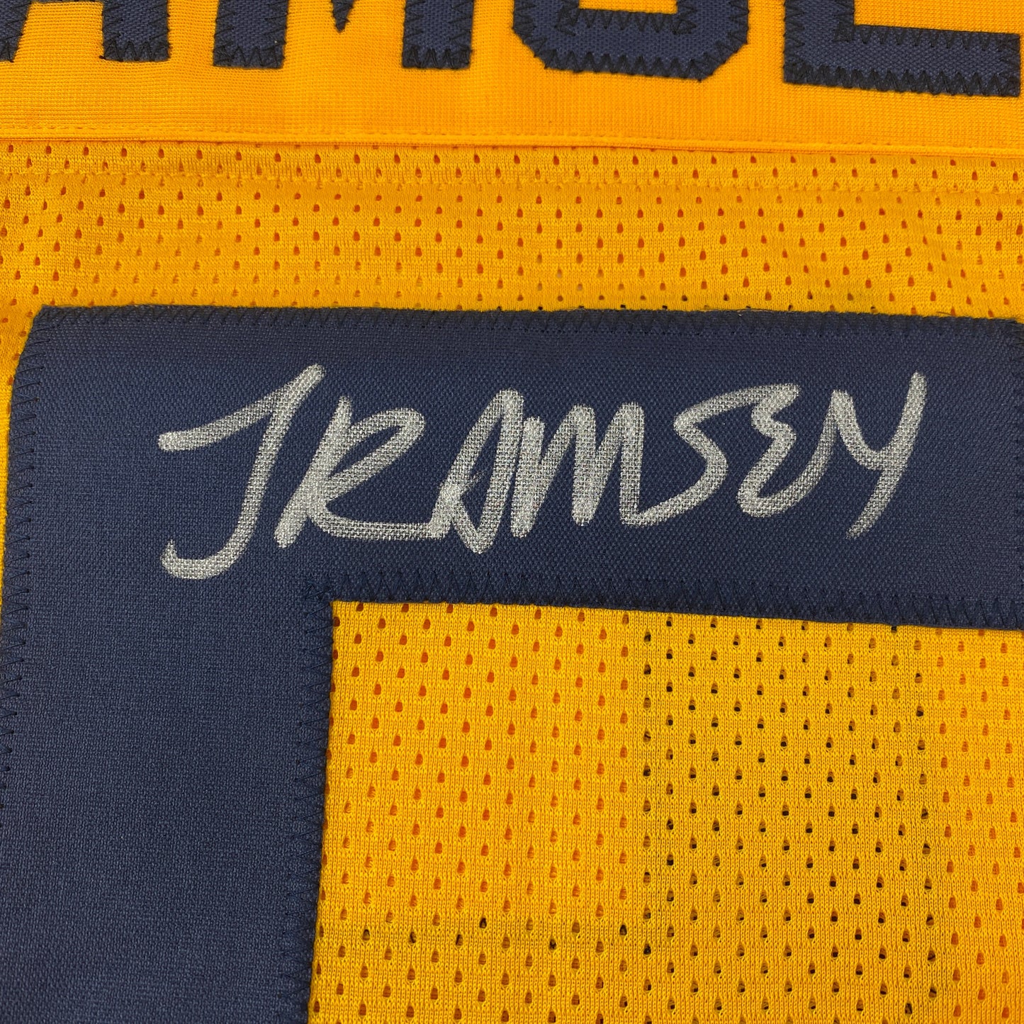 Autographed/Signed Jalen Ramsey Los Angeles LA Yellow Color Rush Football Jersey JSA COA