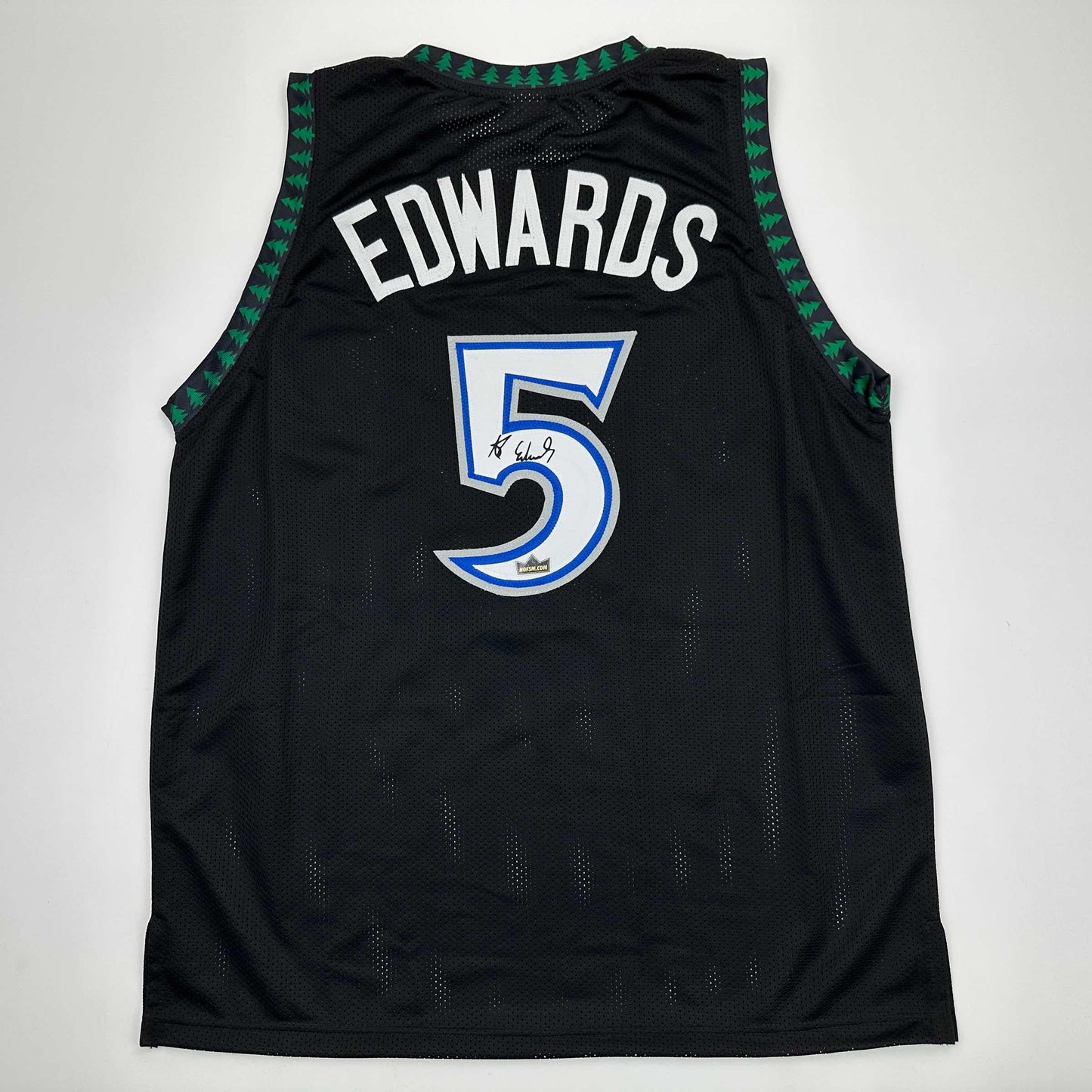 Facsimile Autographed Anthony Edwards Minnesota Black Reprint Laser Auto Basketball Jersey Size Men's XL
