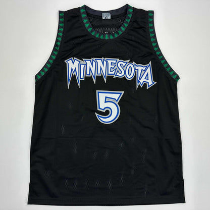 Facsimile Autographed Anthony Edwards Minnesota Black Reprint Laser Auto Basketball Jersey Size Men's XL