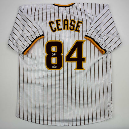 Facsimile Autographed Dylan Cease San Diego Pinstripe Reprint Laser Auto Baseball Jersey Size Men's XL