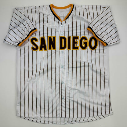 Facsimile Autographed Dylan Cease San Diego Pinstripe Reprint Laser Auto Baseball Jersey Size Men's XL