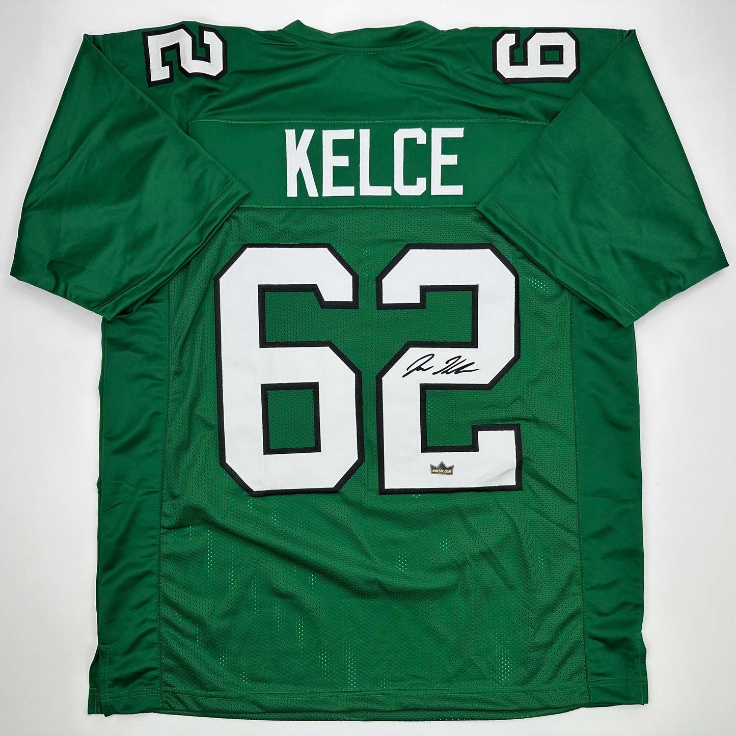 Facsimile Autographed Jason Kelce Philadelphia Kelly Green Reprint Laser Auto Football Jersey Size Men's XL