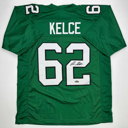 Facsimile Autographed Jason Kelce Philadelphia Kelly Green Reprint Laser Auto Football Jersey Size Men's XL