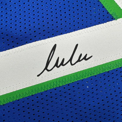 Facsimile Autographed Luka Doncic Dallas Retro Blue Reprint Laser Auto Basketball Jersey Size Men's XL