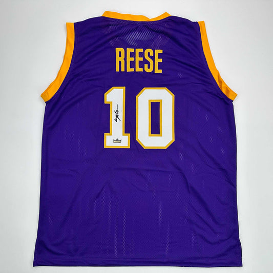 Facsimile Autographed Angel Reese LSU Purple Reprint Laser Auto College Basketball Jersey Size Men's XL