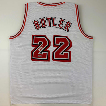 Facsimile Autographed Jimmy Butler Miami White Retro Reprint Laser Auto Basketball Jersey Size Men's XL