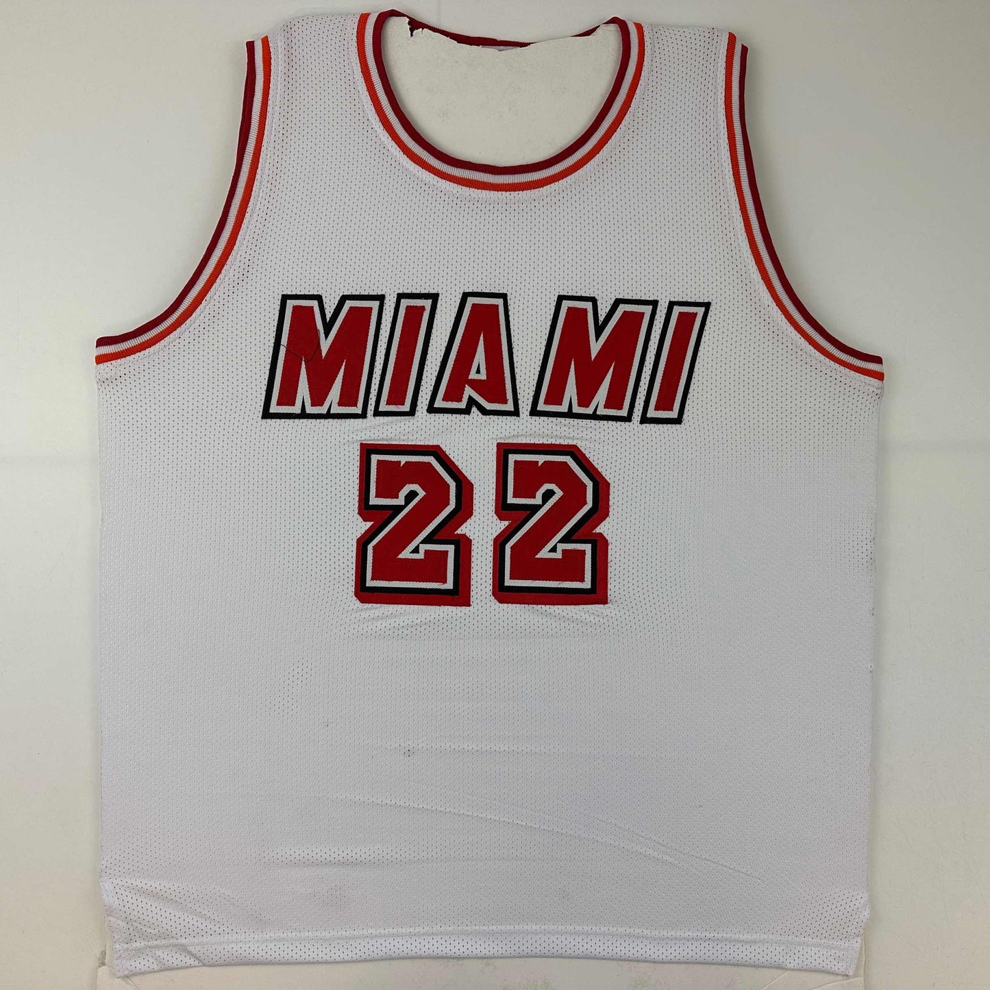 Facsimile Autographed Jimmy Butler Miami White Retro Reprint Laser Auto Basketball Jersey Size Men's XL