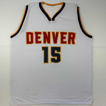 Facsimile Autographed Nikola Jokic Denver White Reprint Laser Auto Basketball Jersey Size Men's XL