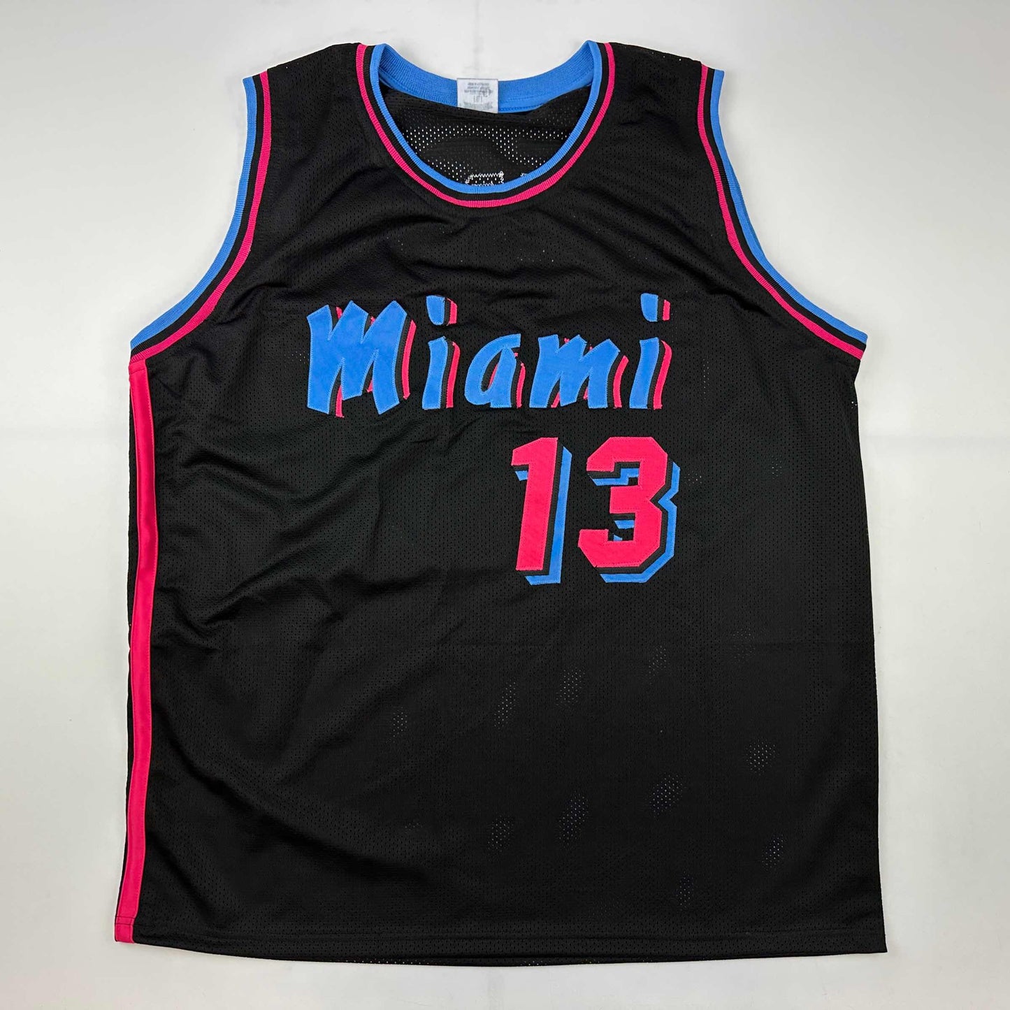 Facsimile Autographed Bam Adebayo Miami Black Vice City Reprint Laser Auto Basketball Jersey Size Men's XL