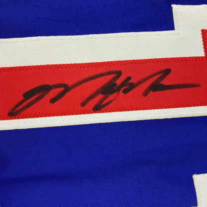 Autographed/Signed Mark Messier New York Blue Hockey Jersey JSA COA