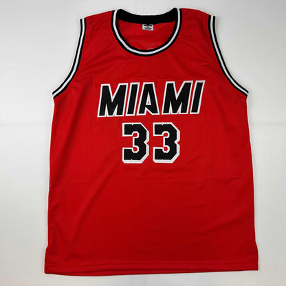 Facsimile Autographed Alonzo Mourning Miami Red Reprint Laser Auto Basketball Jersey Size Men's XL