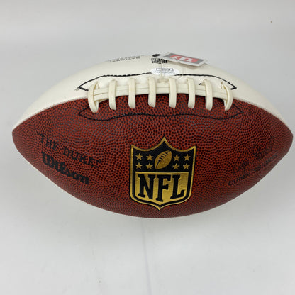 Autographed/Signed Chris Johnson Tennessee Titans Full Size FS F/S White Panel Wilson Football JSA COA