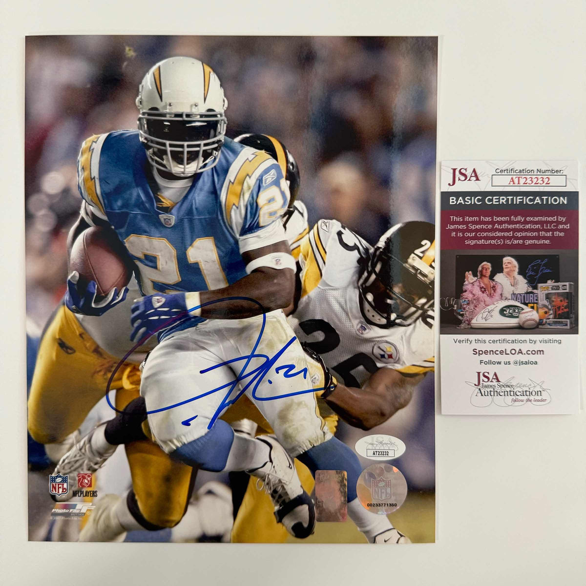 Autographed/Signed LaDainian Tomlinson San Diego Chargers 8x10 Football Photo JSA COA