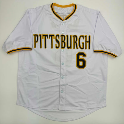 Autographed/Signed Ke'Bryan Hayes Pittsburgh White Baseball Jersey Beckett BAS COA #2