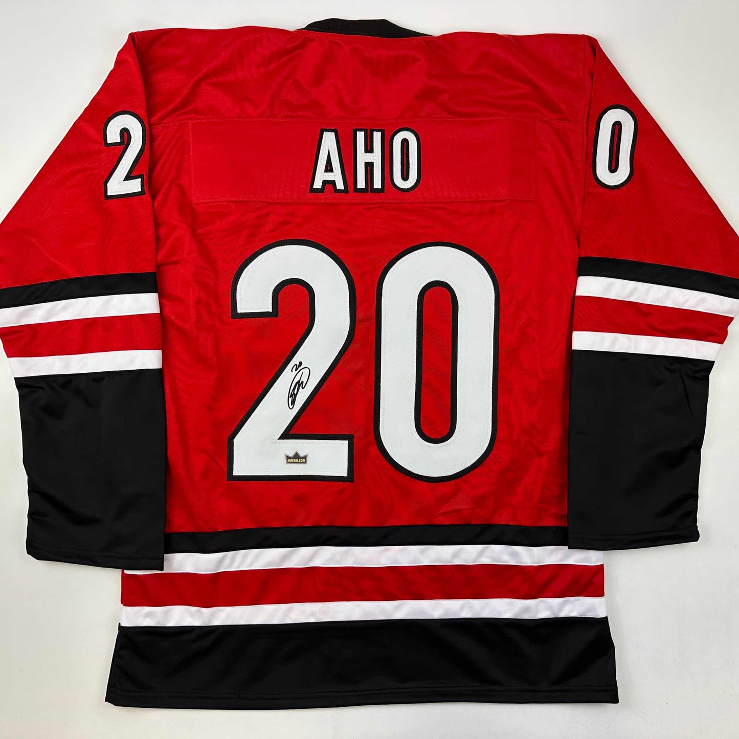 Facsimile Autographed Sebastian Aho Carolina Red Reprint Laser Auto Hockey Jersey Size Men's XL