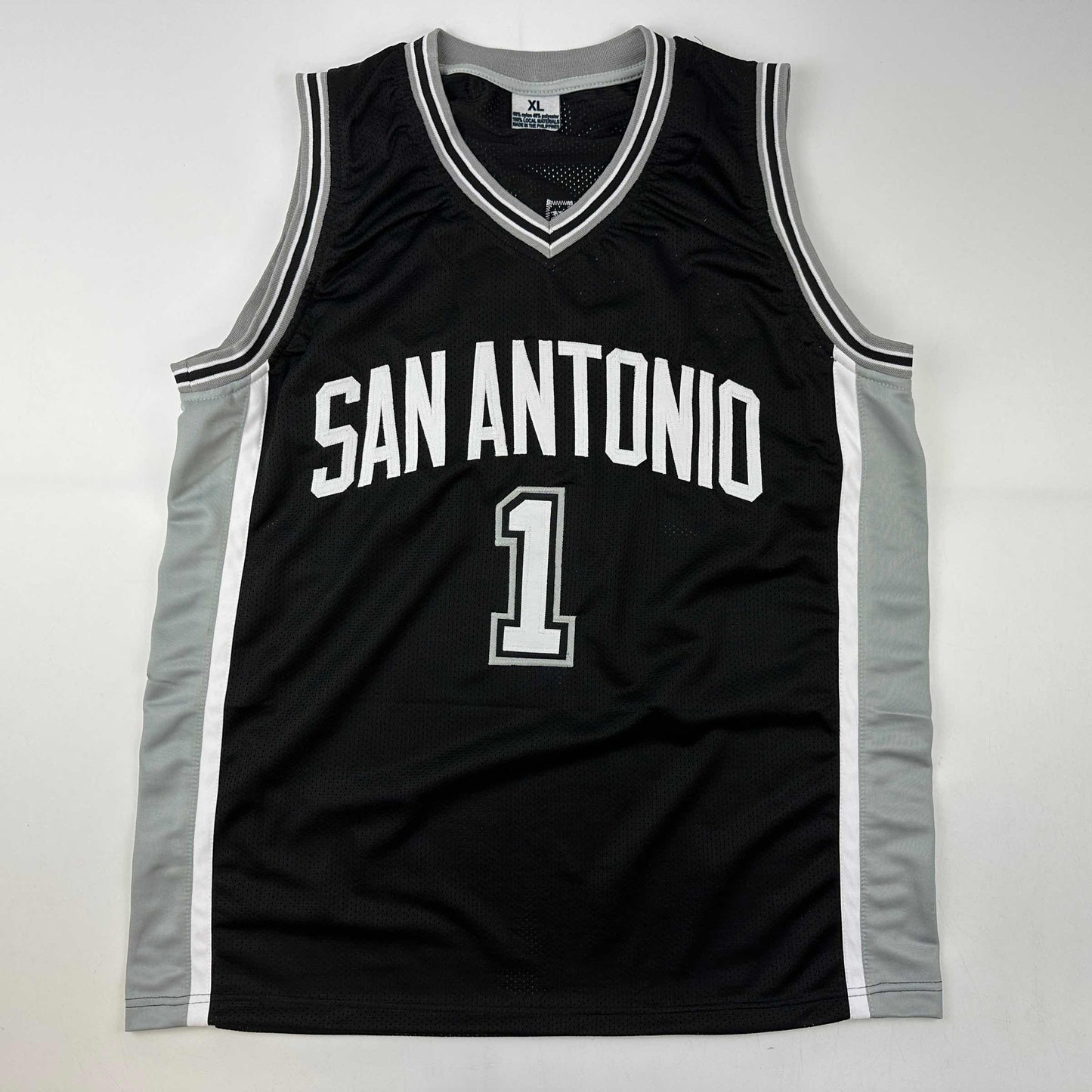 Facsimile Autographed Victor Wembanyama San Antonio Black Reprint Laser Auto Basketball Jersey Size Men's XL