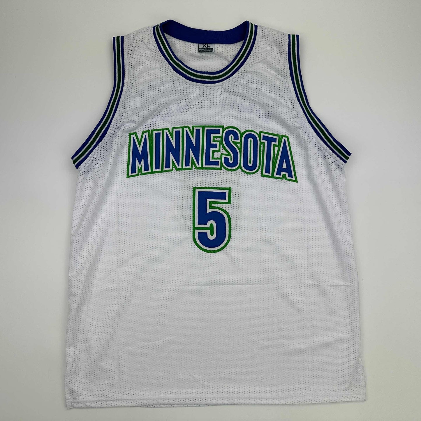 Facsimile Autographed Anthony Edwards Minnesota White Retro Reprint Laser Auto Basketball Jersey Size Men's XL