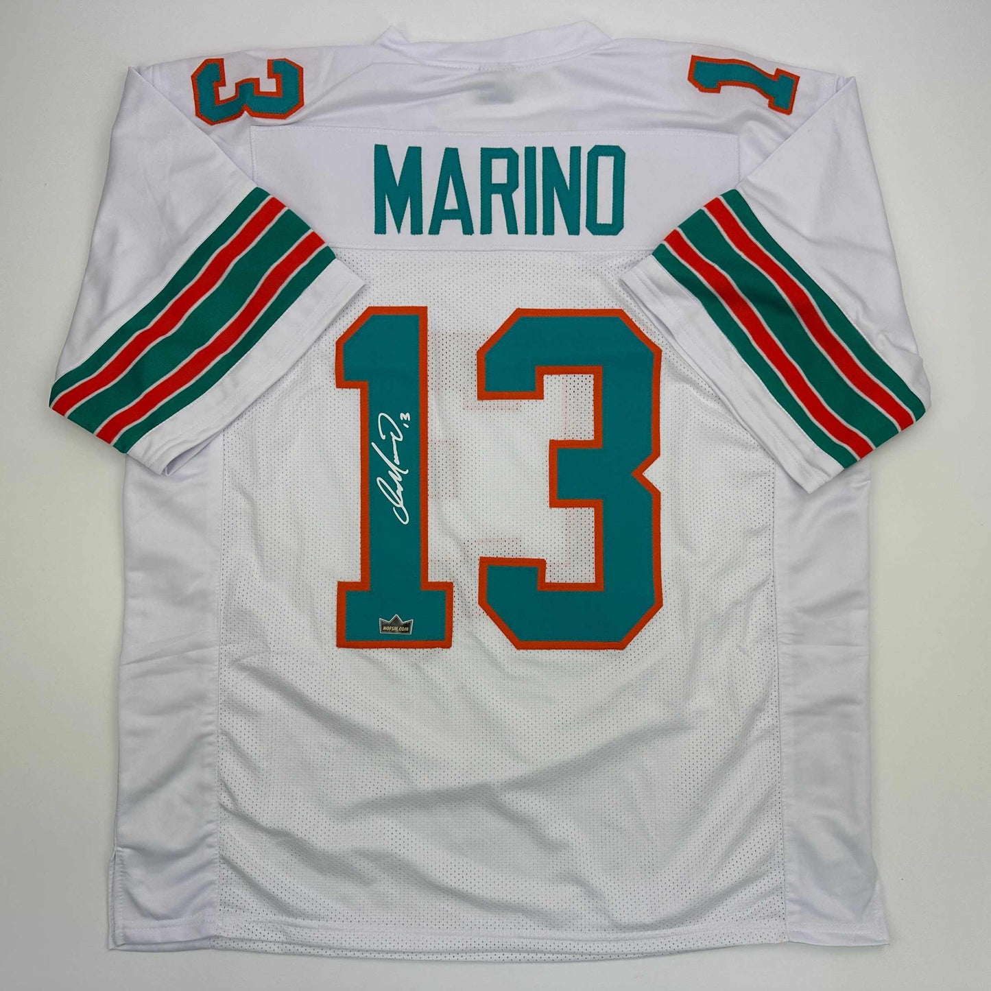 Facsimile Autographed Dan Marino Miami White Reprint Laser Auto Football Jersey Size Men's XL