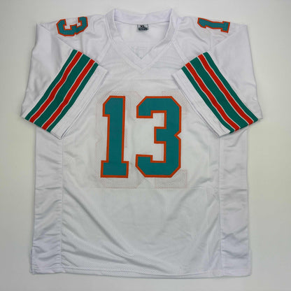 Facsimile Autographed Dan Marino Miami White Reprint Laser Auto Football Jersey Size Men's XL
