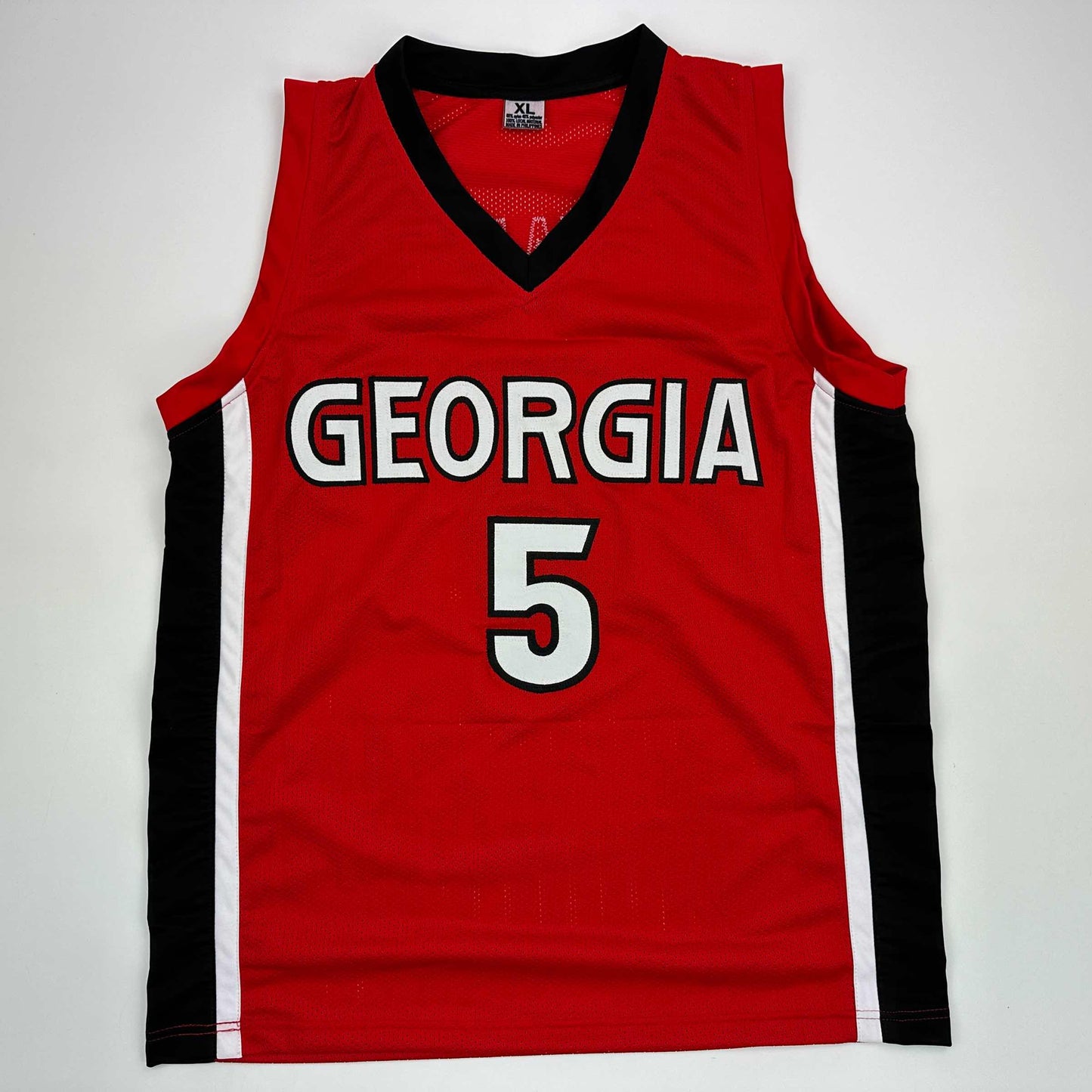 Facsimile Autographed Anthony Edwards Georgia Red Reprint Laser Auto College Basketball Jersey Size Men's XL