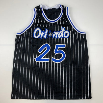 Autographed/Signed Nick Anderson Orlando Black Pinstripe Basketball Jersey PSA/DNA COA