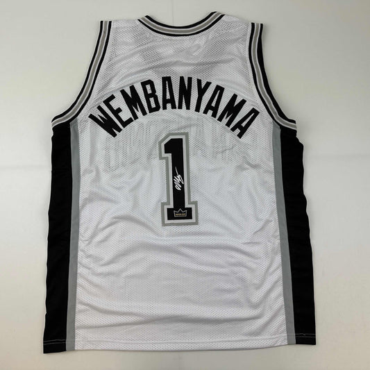Facsimile Autographed Victor Wembanyama San Antonio White Reprint Laser Auto Basketball Jersey Size Men's XL