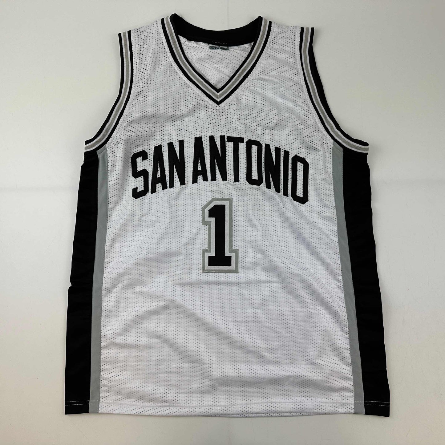 Facsimile Autographed Victor Wembanyama San Antonio White Reprint Laser Auto Basketball Jersey Size Men's XL