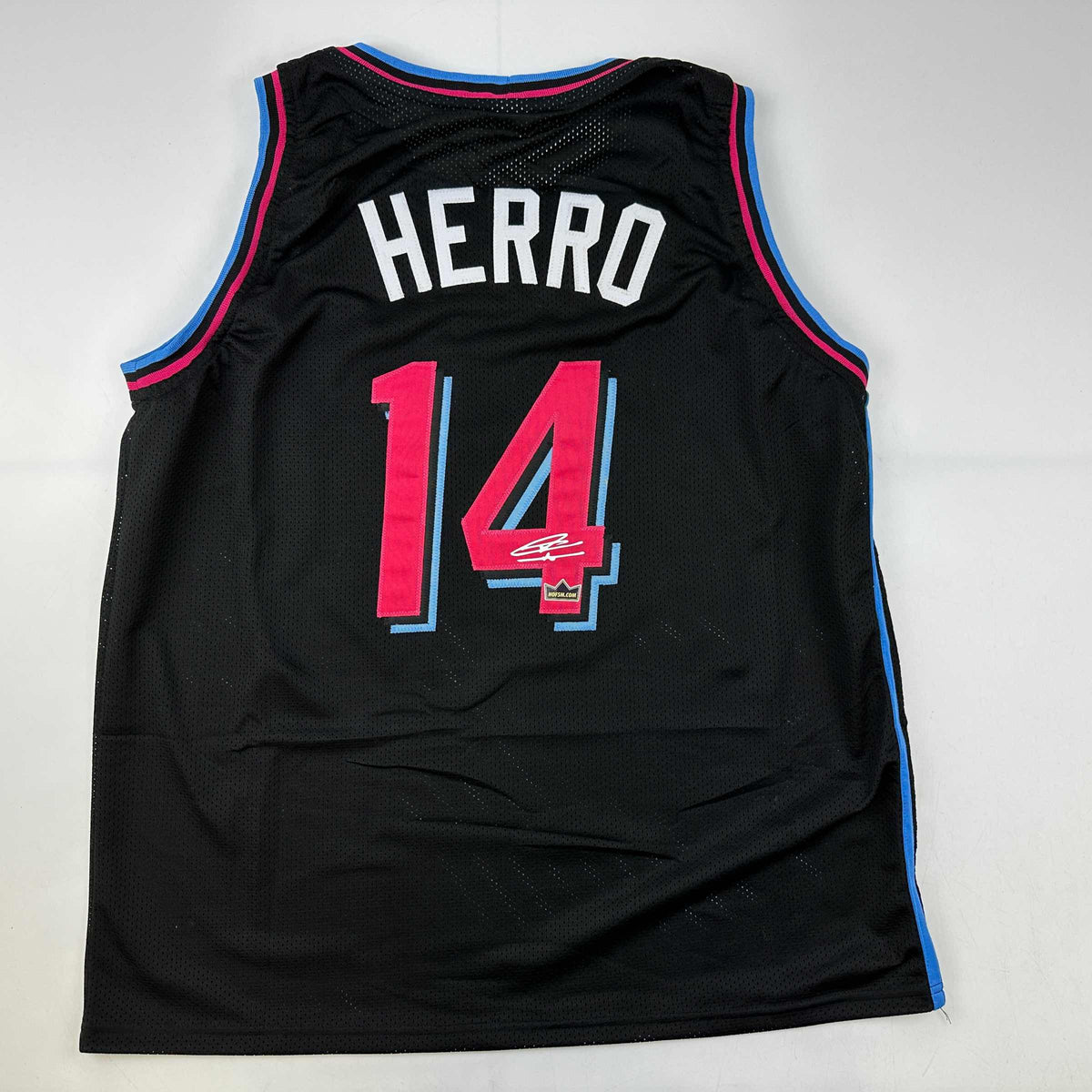 Facsimile Autographed Tyler Herro Miami Black Vice City Reprint Laser Auto Basketball Jersey Size Men's XL