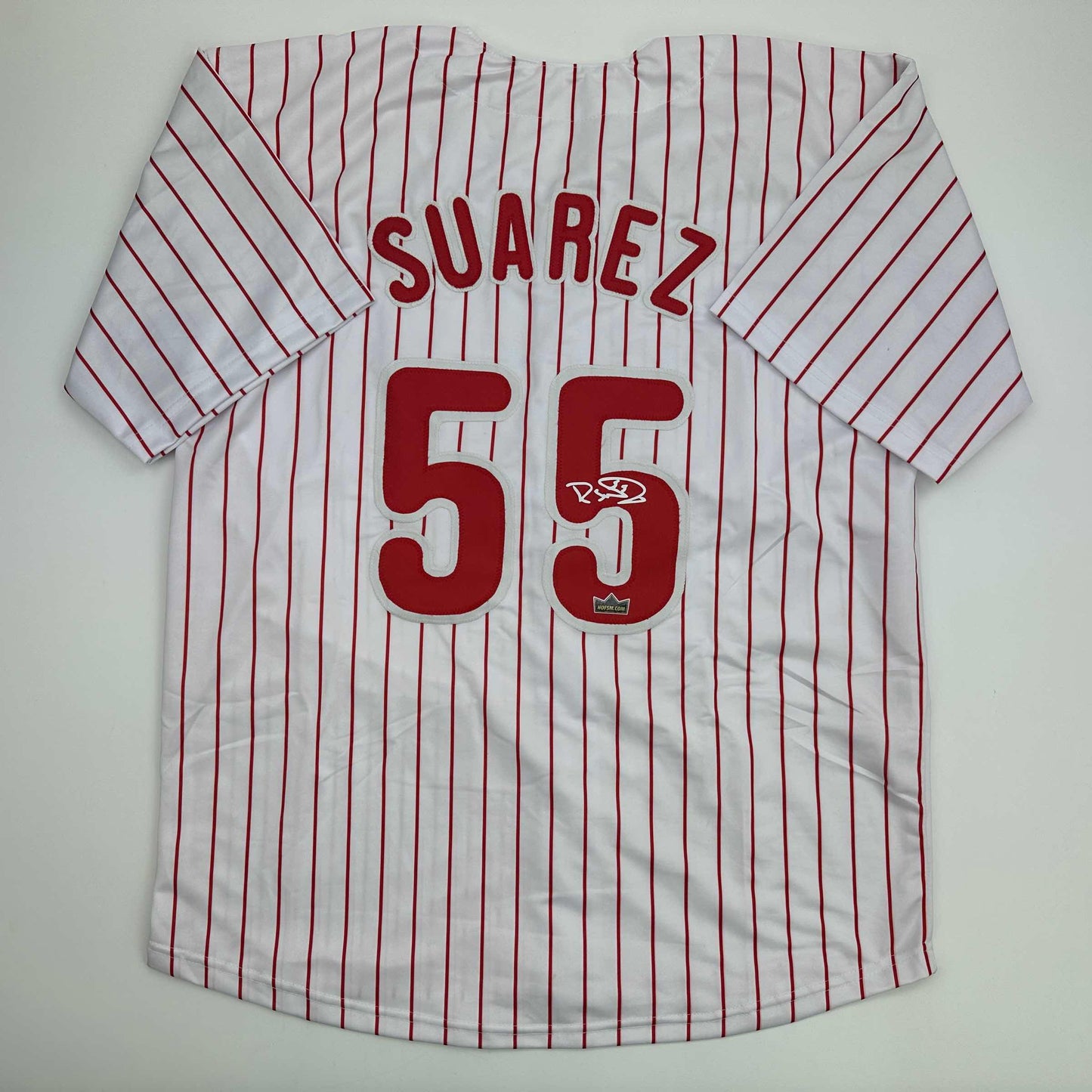 Facsimile Autographed Ranger Suarez Philadelphia Pinstripe Reprint Laser Auto Baseball Jersey Size Men's XL