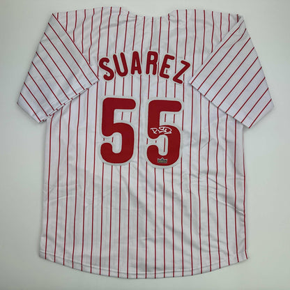 Facsimile Autographed Ranger Suarez Philadelphia Pinstripe Reprint Laser Auto Baseball Jersey Size Men's XL