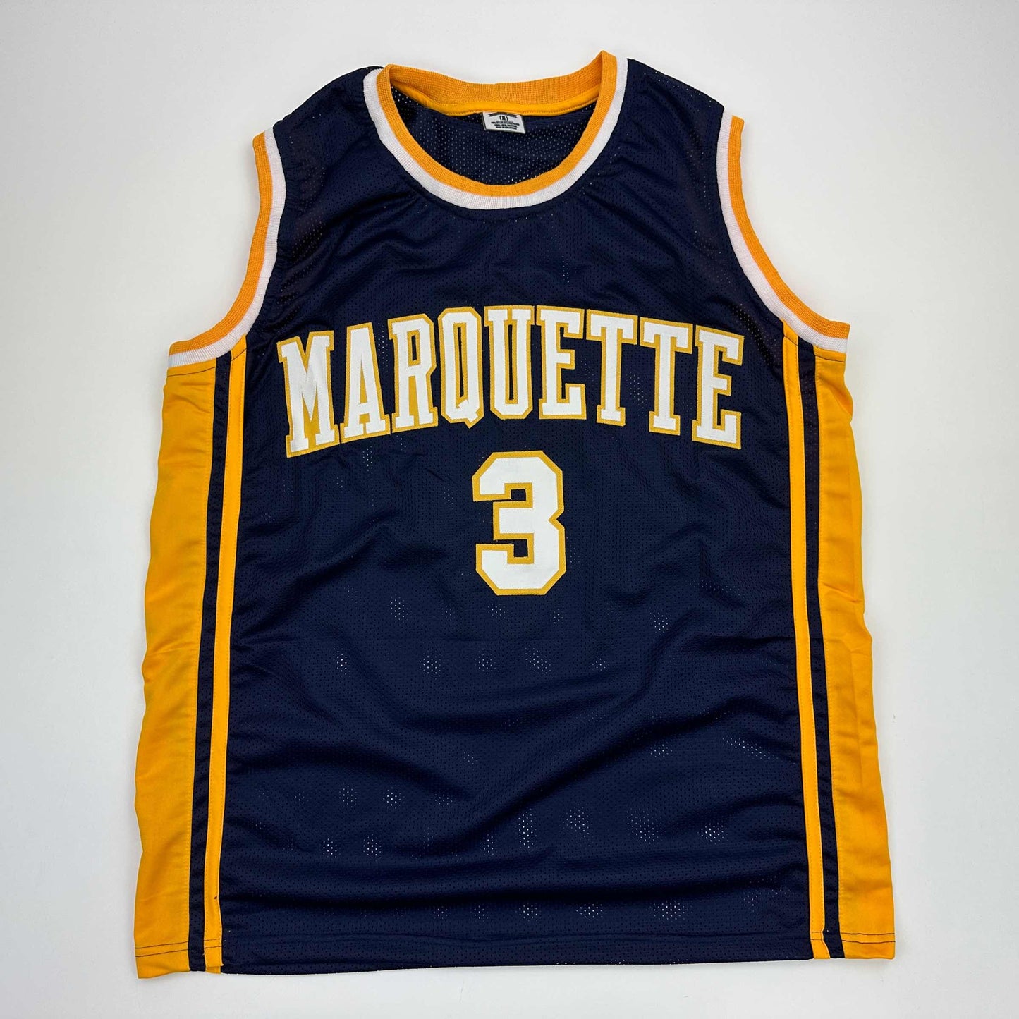 Facsimile Autographed Dwyane Wade Marquette Blue Reprint Laser Auto College Basketball Jersey Size Men's XL
