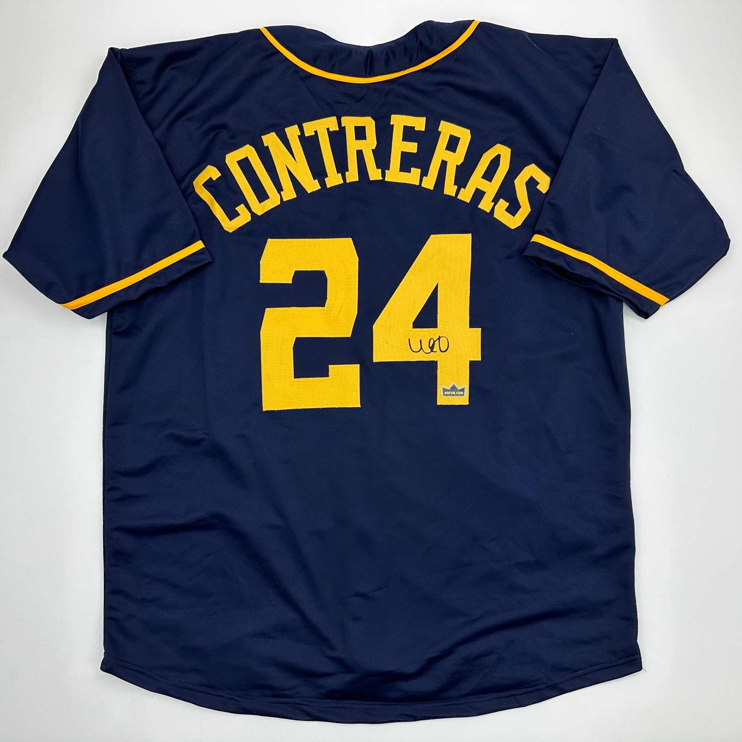 Facsimile Autographed William Contreras Milwaukee Blue Reprint Laser Auto Baseball Jersey Size Men's XL